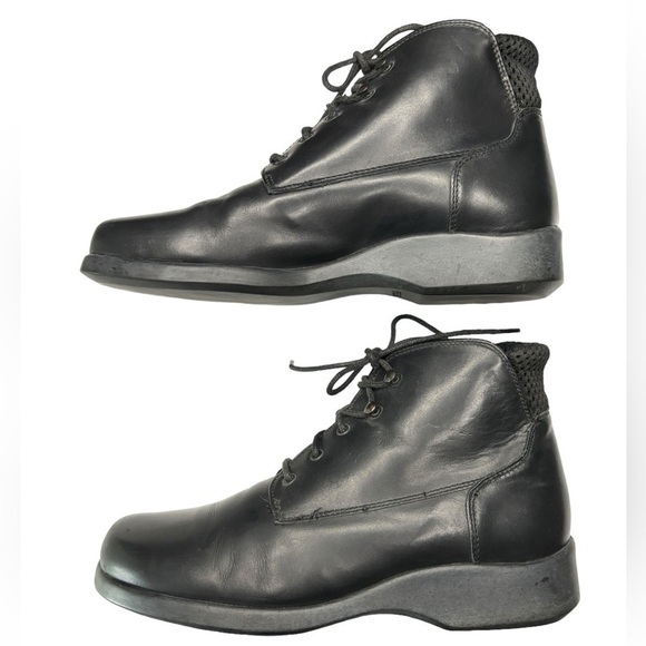 LL Bean Black Smooth Leather Lace-Up Combat Ankle Boots Sz 6.5 Made in Portugal - Picture 8 of 13